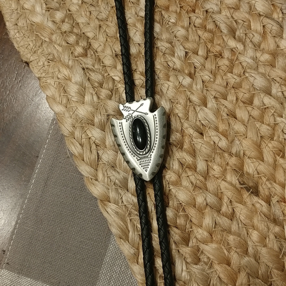 Black Leather Bolo Tie